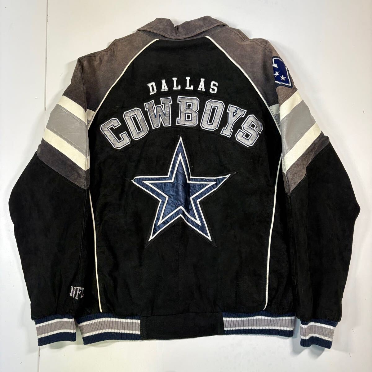 【XL】90's NFL DALLAS COWBOYS Leather Stadium Jacket 90年代 ダラス カウボーイズ レザー スタジアム ジャケット スタジャン F1191拍卖