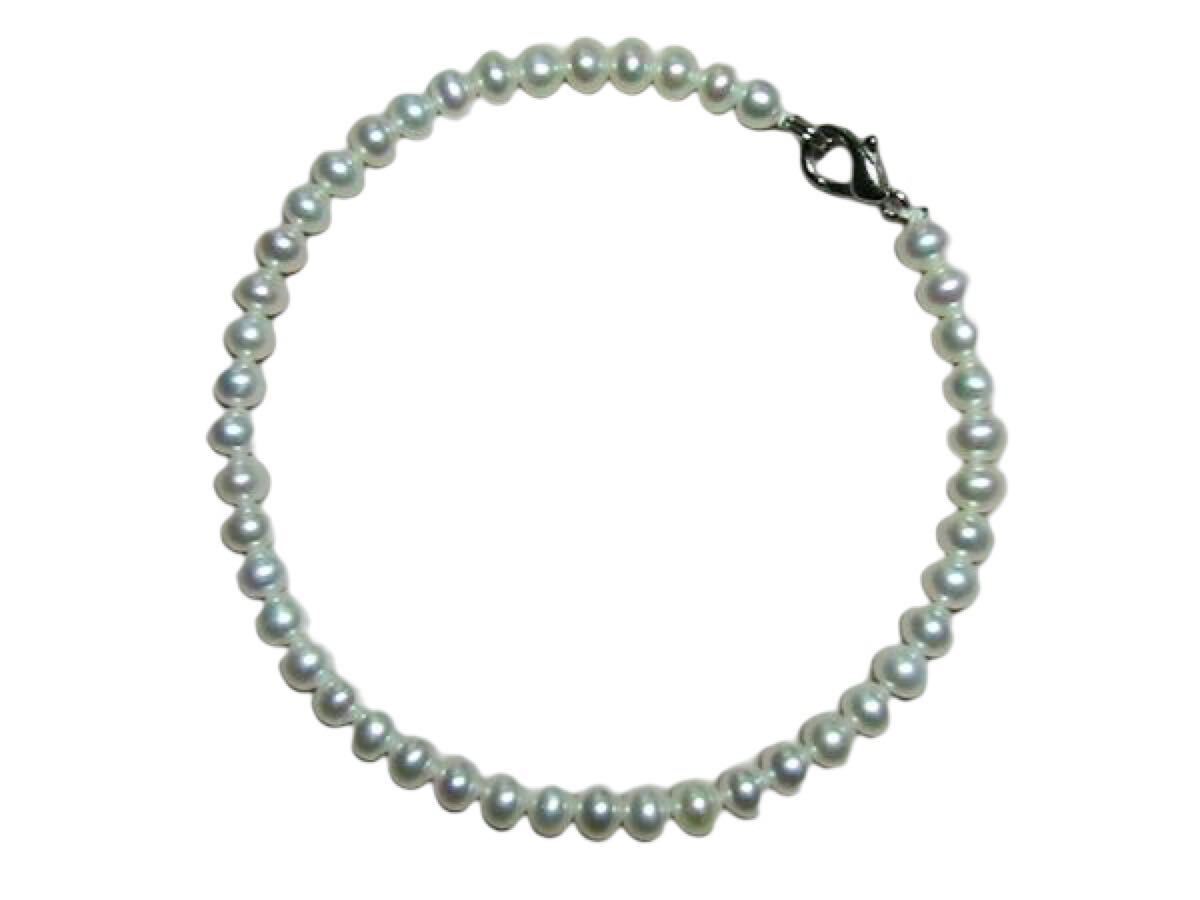 日本製a516wこんな美しいベビー真珠ホワイトパールブレスレット♪6月の誕生石♪拍卖