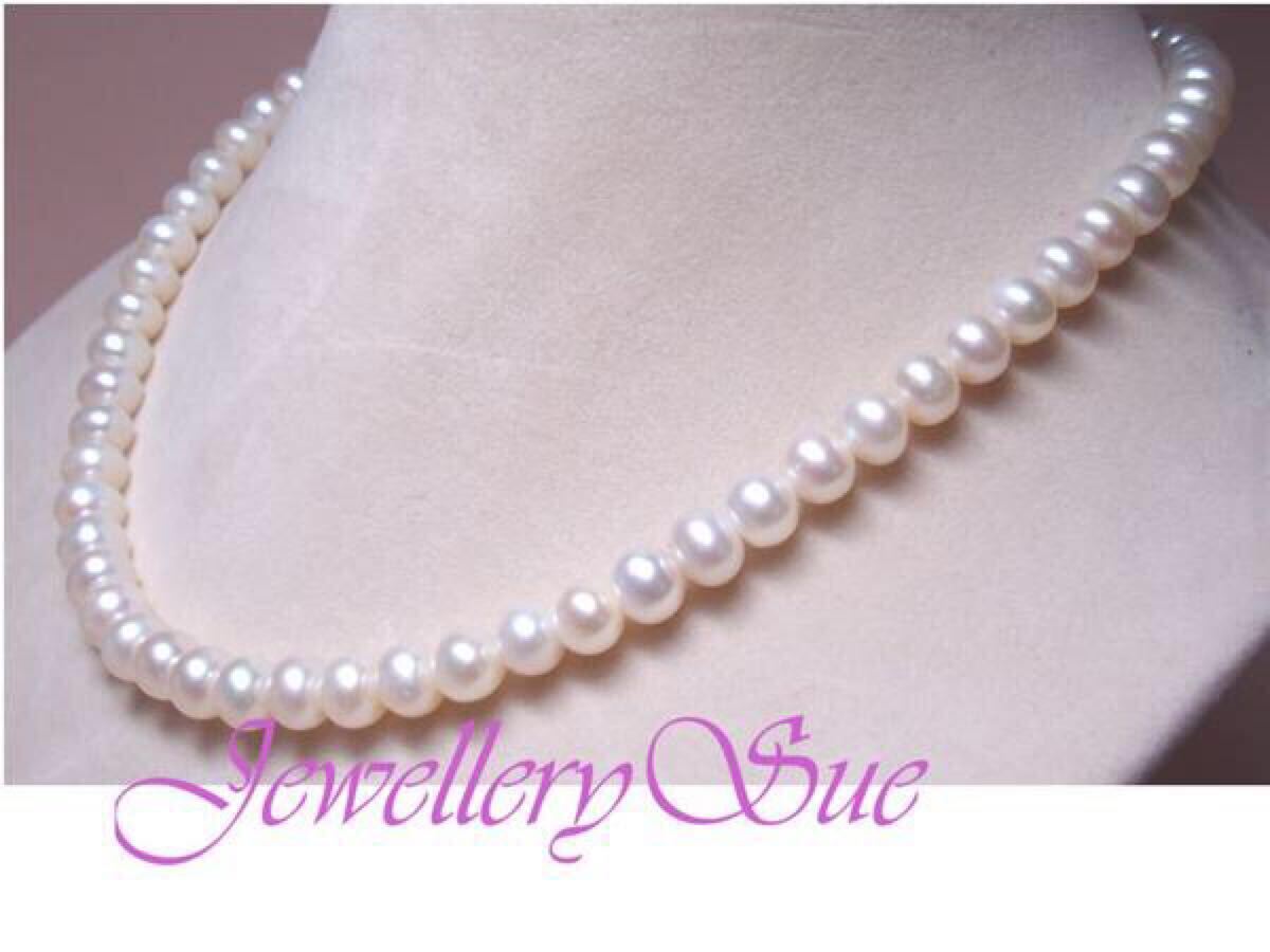 【日本製】♪sv607w天然淡水真珠/ホワイトパールネックレス♪美しい拍卖