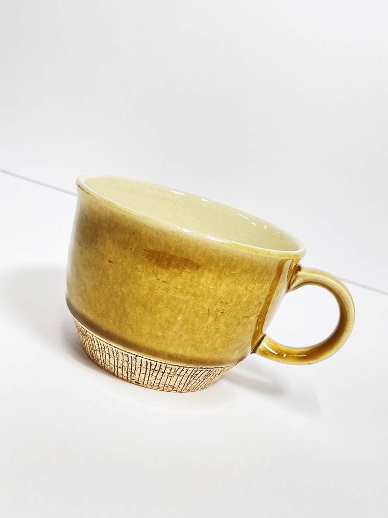 新品 マグカップ 美濃焼 日本製 ビッグカップ マスタード かわいい おしゃれ 茶器 陶芸 焼き物 コーヒーカップ 和食器 スープ マグ カフェ拍卖