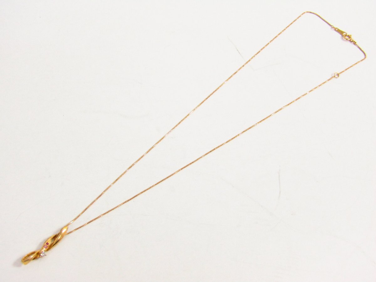 K18 金 YG イエローゴールド ネックレス 約2.4g 約44cm ダイヤモンド 0.05ct ▼AC25525拍卖