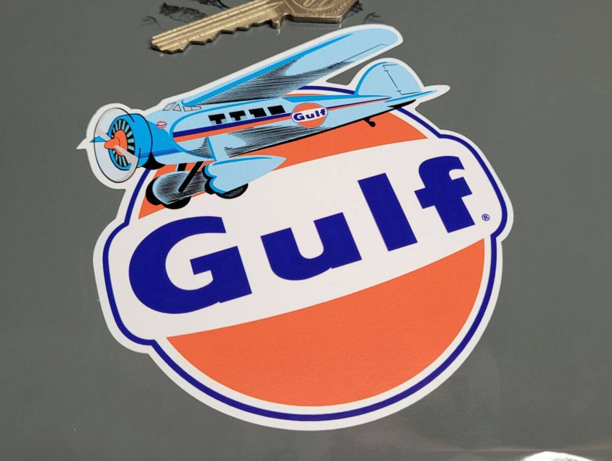 Gulf ガルフ 100mm x 105mm 車 バイク ステッカー デカール 送料無料拍卖