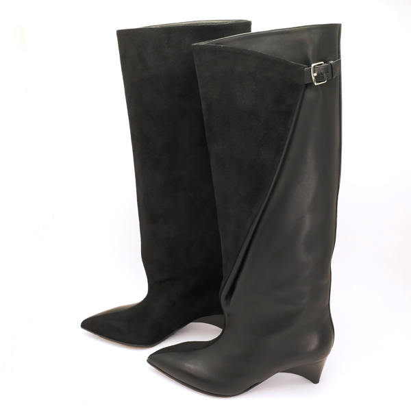 HERMES ブーツ イロナ 55 35サイズ ロングブーツ シェーブルヴェロア/ヴォースープル ブラック 22cm エルメス 未使用 質屋 つじの-240471拍卖