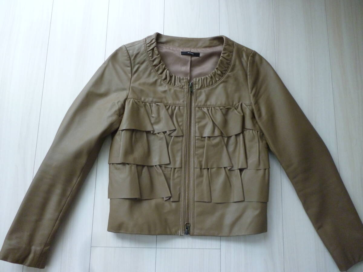 【アーバンリサーチ】可愛い♪フリルレザージャケット★フリーサイズ★ROSSO★拍卖