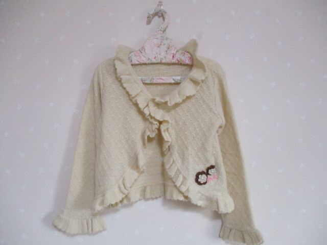 ■ ミキハウス ■ 可愛いニットカーディガン クリームベージュ 120㎝ 41129 未使用拍卖