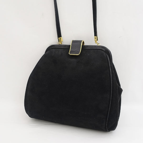 ★ サルヴァトーレフェラガモ スエード がま口 斜め掛け ヴィンテージ ショルダーバッグ (0220507446)拍卖