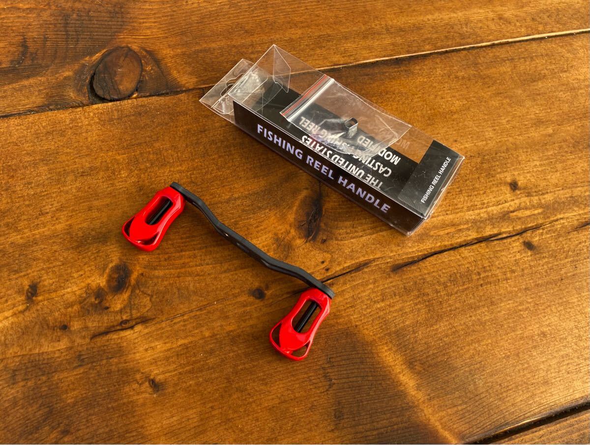 オフセットカーボンハンドル レッド ダイワS シマノA 超軽量 ハンドル ダブルハンドル ノブ 軽量カーボンハンドル拍卖