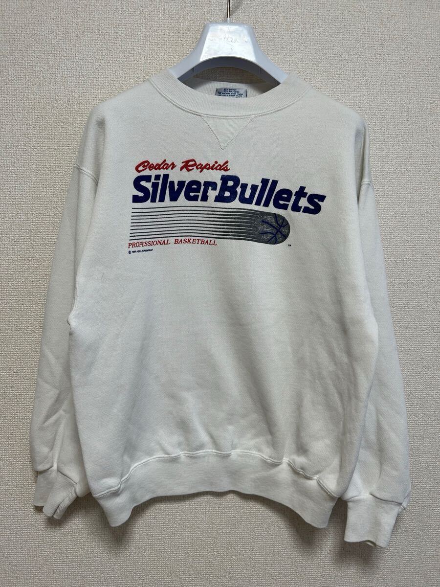 80's USA製 Hanes CLASSIC スウェットトレーナー プリントスウェット Cedar Rapids Silver Bullets L 80's USAヴィンテージ 拍卖