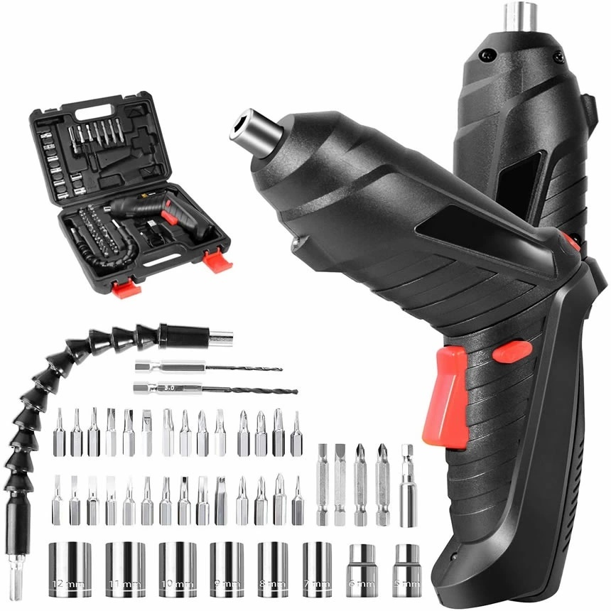 電動ドライバーセット 充電式 ワイヤレス 電動ドリル フレキシブルシャフト付き 47個 延長棒色ランダム 正逆転切り替え LED照明 小型拍卖