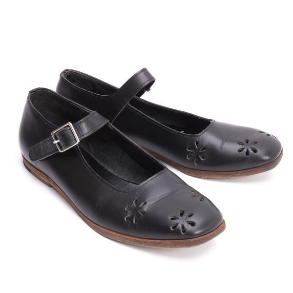 トリココムデギャルソンtricot COMME des GARCONS レザーカットワークメリージェーンシューズ 黒23cm拍卖