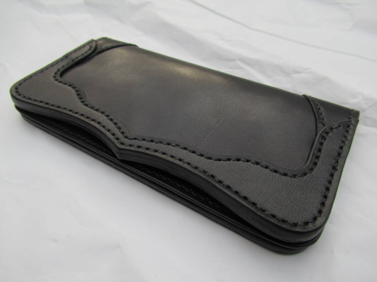 栃木レザー製 サドルレザー黒 ロングタイプウォレット ベーシックタイプ ハーレー アメリカン バイク 普段使い拍卖