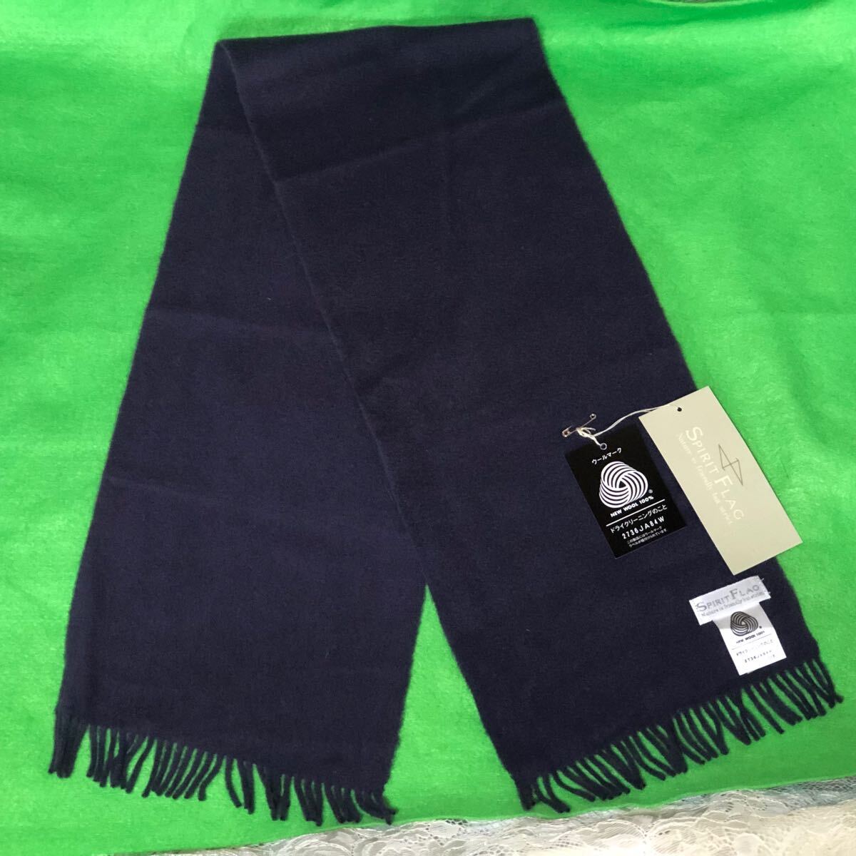 ASICS カシミヤウール ストール アシックス スピリット フラッグ マフラー チャコールグレー タグ付 未使用保管品拍卖