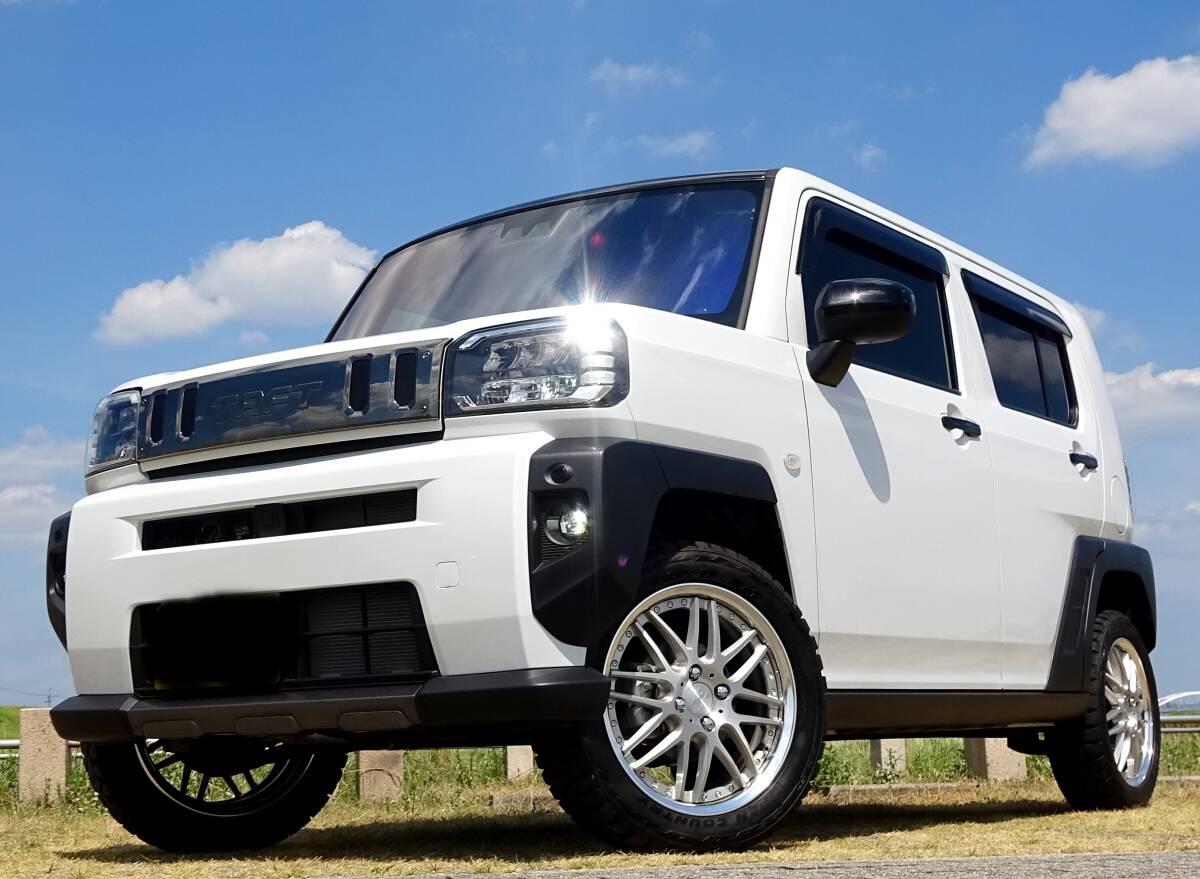 令和5年2600㎞★タフトGターボ新古車ベース快適リフトアップ!特別仕様ダーククロムベンチャーサンルーフシートヒーター WORK16インチTVナビ拍卖