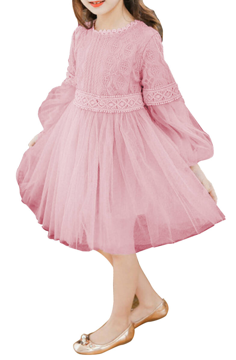 【新品】キッズ総レースワンピース ピンク長袖150cm拍卖