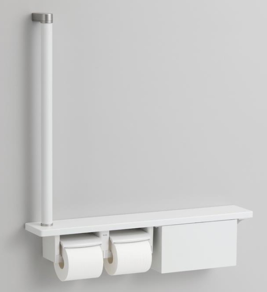 『 手すり・収納・棚付きのトイレットペーパーホルダー 』 #紙巻器 #R/L兼用 #送料無料(沖縄県は除きます)拍卖