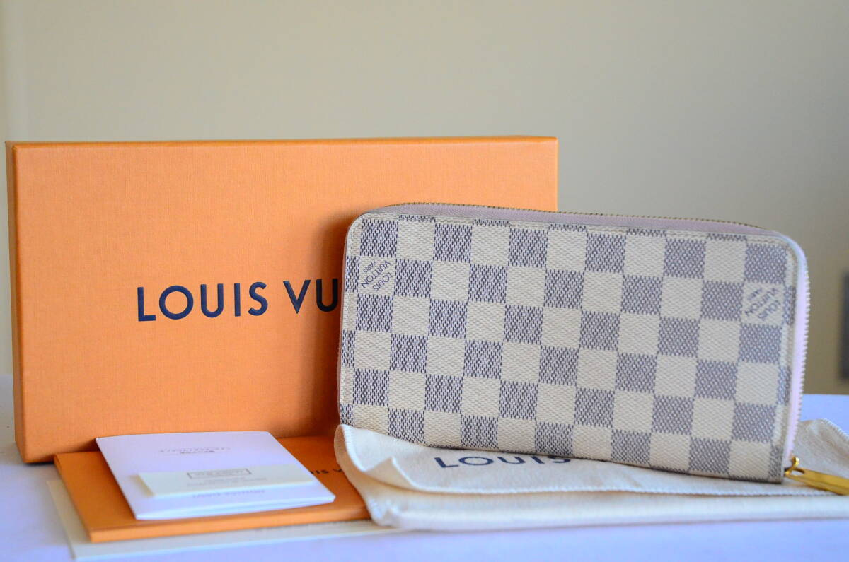 LOUIS VUITTON ルイ ヴィトン N63503 ダミエ アズール ジッピー ウォレット ラウンドファスナー 長財布 中古 箱付き拍卖