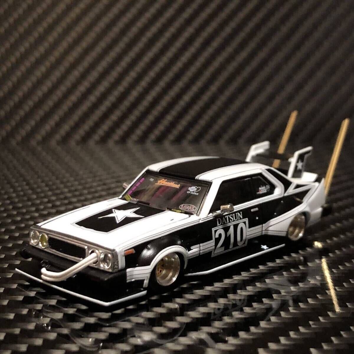POP RACE 1/ 64 SKYLINE C210 BOSOZOKU STYLE MATT BLACK スカイライン ジャパン グラチャン 街道レーサー 竹ヤリ ダットサン拍卖