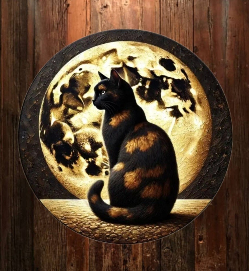 猫の壁飾り メタルウォールアート サビ猫F 月明かり 猫の雑貨 HANAKO拍卖