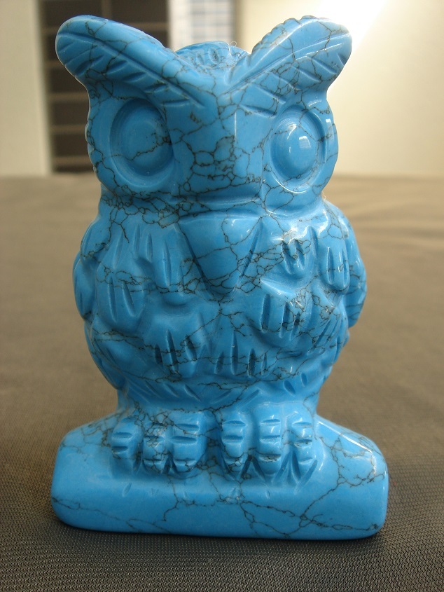 ☆風水お守り開運5A級トルコ石ターコイズ梟フクロウ置物大1拍卖