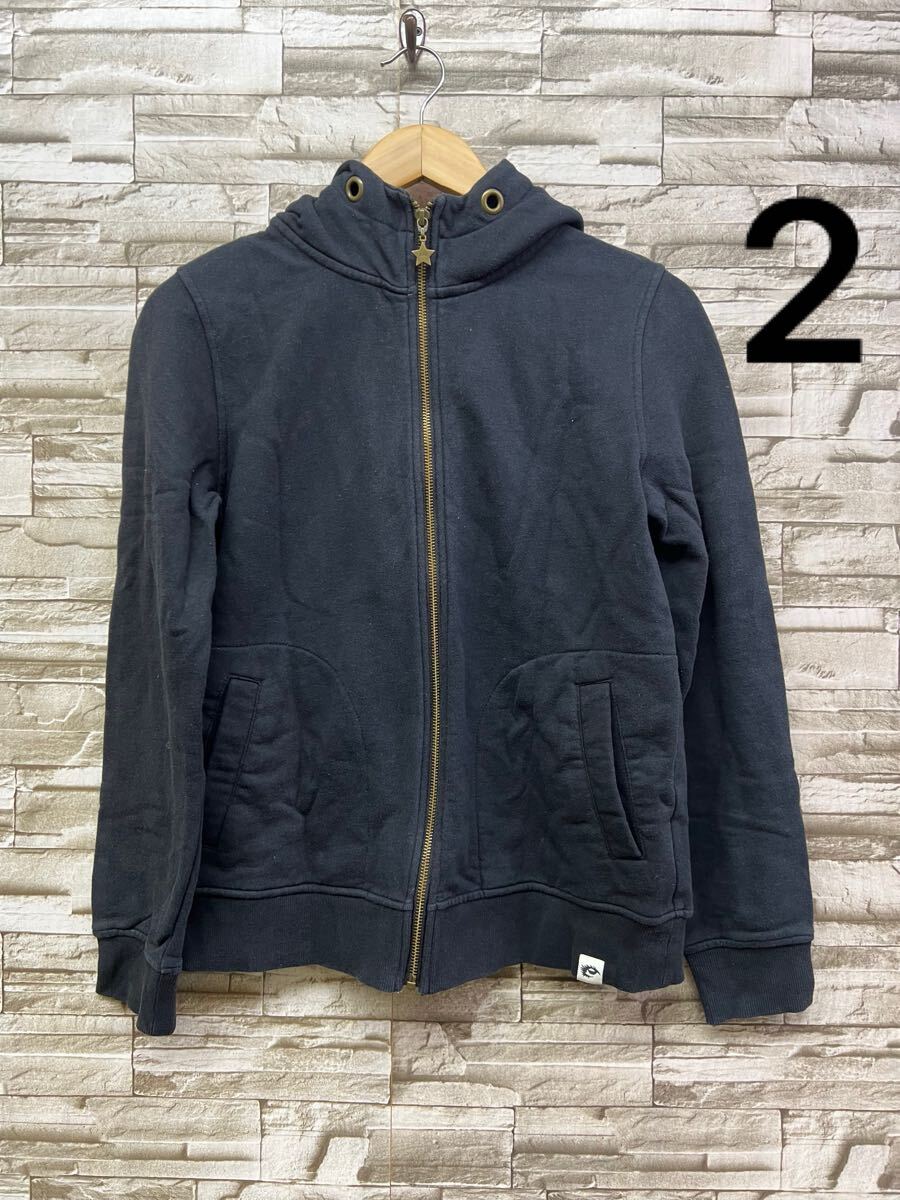 2 X-girl エックスガール ブラック パーカー ジップアップパーカー 長袖 トップス フーディー レディース拍卖