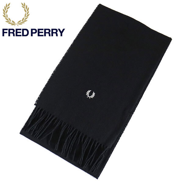 FRED PERRY (フレッドペリー) C4126 LAMBSWOOL SCARF ラムウール スカーフ 184 BLACK FP542拍卖