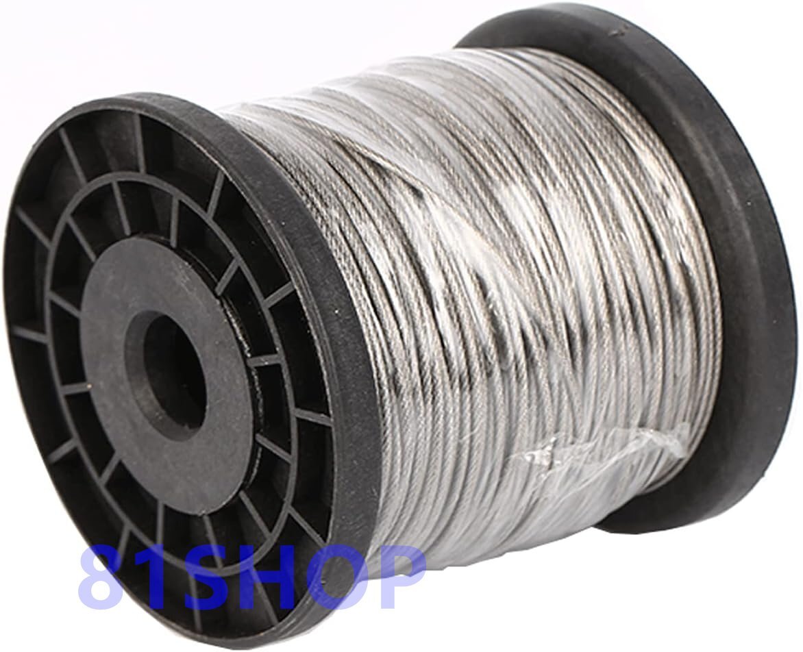 「81SHOP」ステンレスワイヤーロープカットワイヤー, 針金 シージングワイヤー DIY ハンドメイド 釣り リース ビー 2mm/Size:50m拍卖