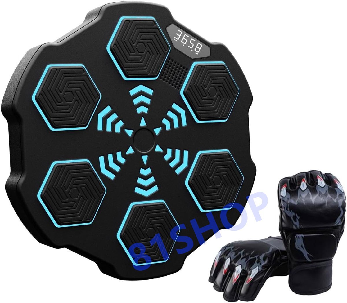 「81SHOP」ミュージックボクシングマシンパンチングパッド男性女性調節可能な電子ボクシング壁ターゲット筋力トレーニングエクササイズ用拍卖