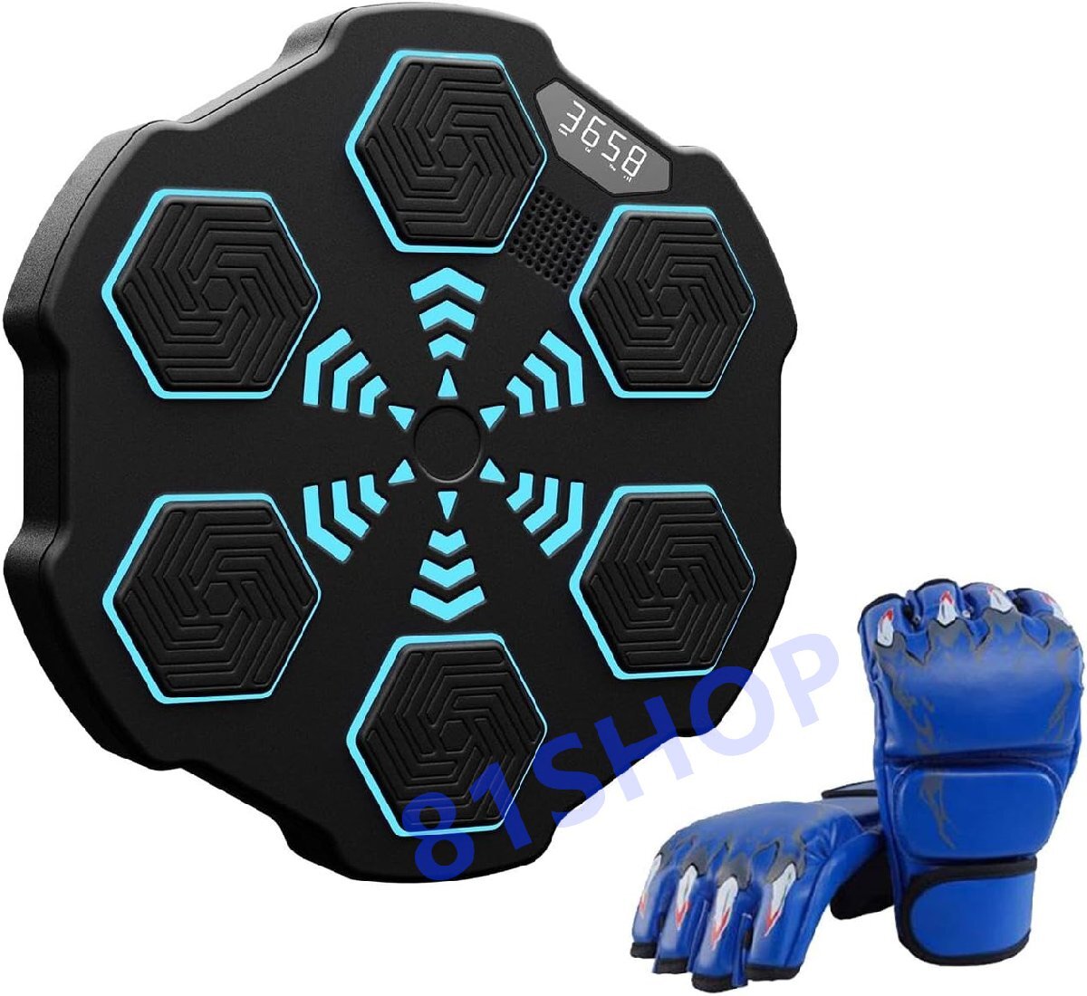 「81SHOP」ミュージックボクシングマシンパンチングパッド男性女性調節可能な電子ボクシング壁ターゲット筋力トレーニングエクササイズ用拍卖