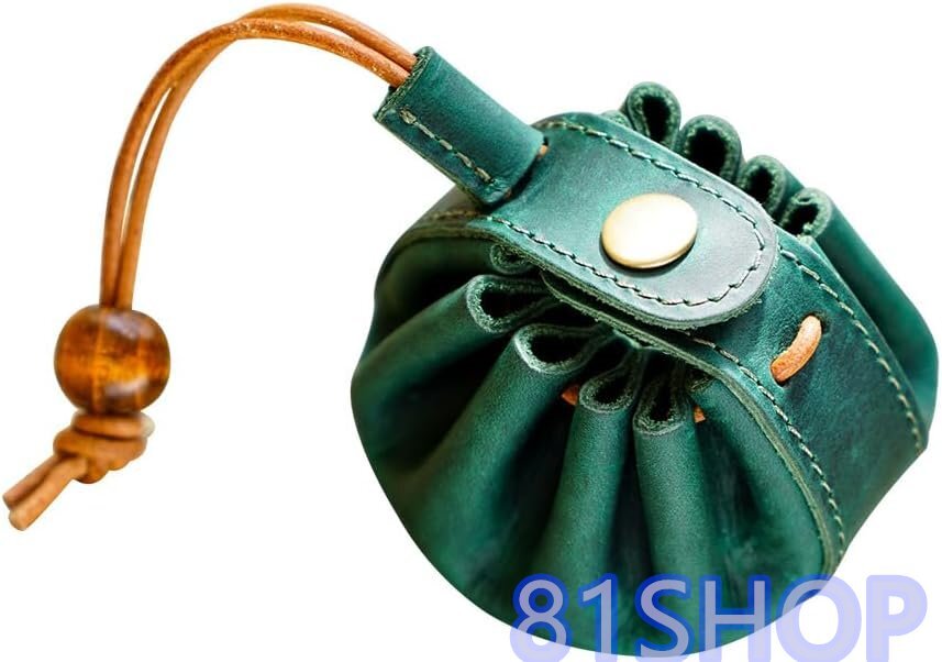「81SHOP」手作り 小銭入れ コインケース メンズ レディース ミニサコッシュ カラビナポーチ 厚 手 レザー 本革 手のひらサイズミニ巾着袋拍卖
