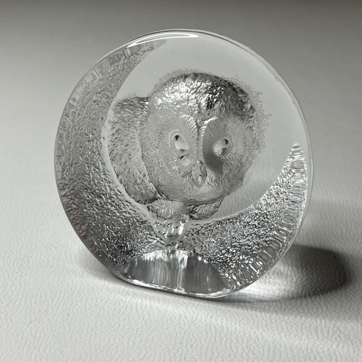 スウェーデン MATS JONASSON マッツジョナサン フクロウ 梟 クリスタル ガラス オブジェ ペーパーウエイト拍卖