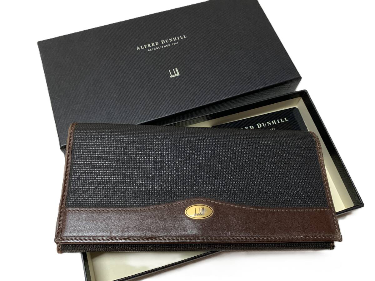 ダンヒル dunhill 二つ折り 長財布 WU 1100 A PCV 30% CALF LEATHER 70% ケース付き拍卖