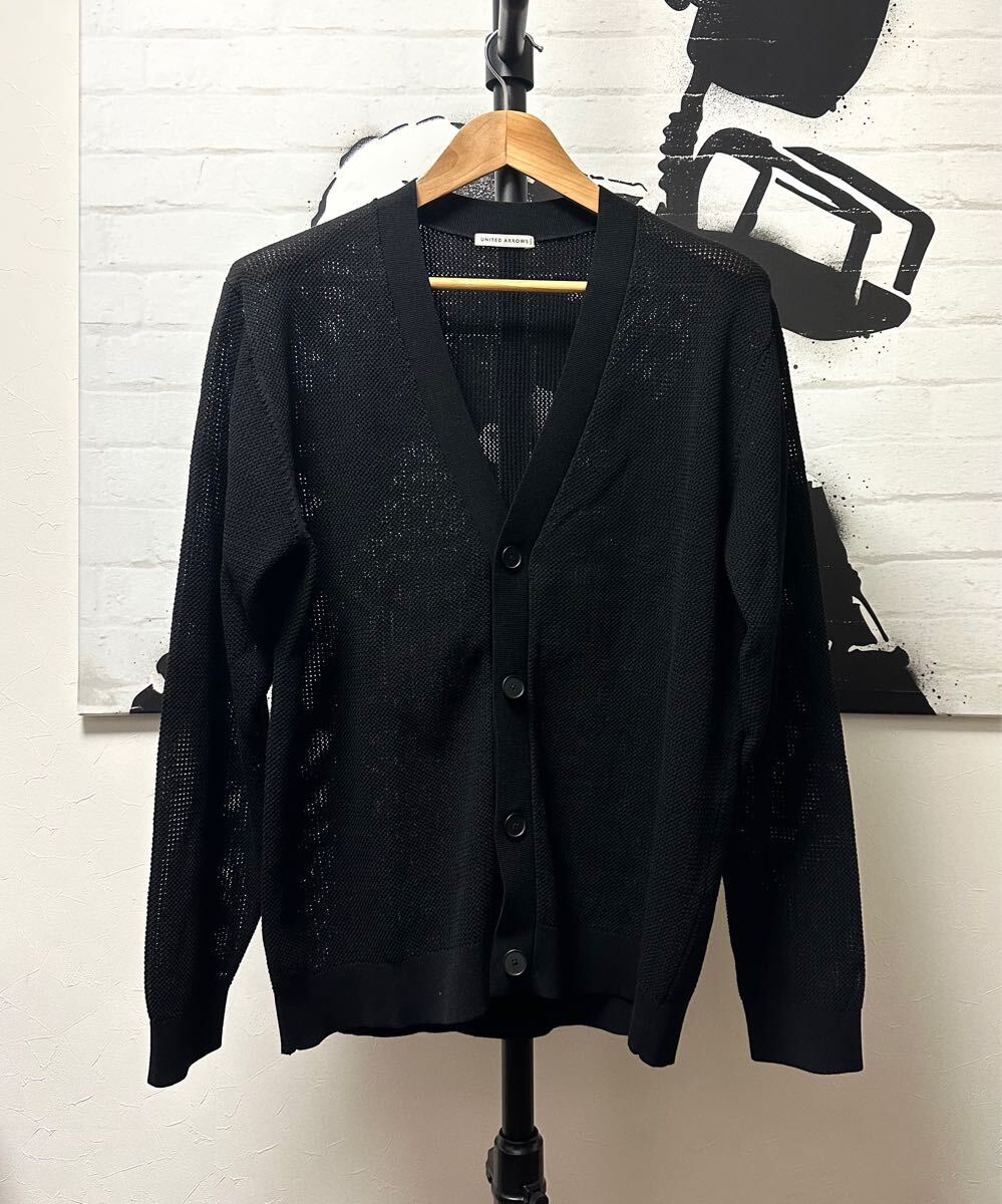 最新作UNITEDARROWSコットンポリメッシュ カーディガンBK拍卖