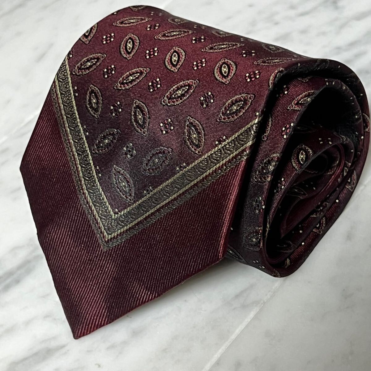 【未使用に近い】 999円~ ジュンアシダ ネクタイ レッド 小紋 ドット 総柄 (R4)拍卖