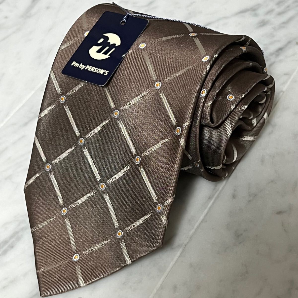 【新品タグ付き】 999円~ ネクタイ ブラウン チェック柄 総柄 ドット (GREEN B5)拍卖