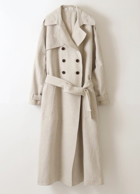 新品 定価7.1万 Le Jardin Ouver ルジャルダンウヴェール コットンリネントレンチコート拍卖