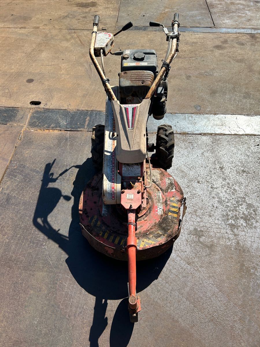 オーレック 自走式草刈機 歩行型 ロータリーモア 草刈り 三菱 現状品 動作未確認 季節割 山形発 手渡し着払い拍卖