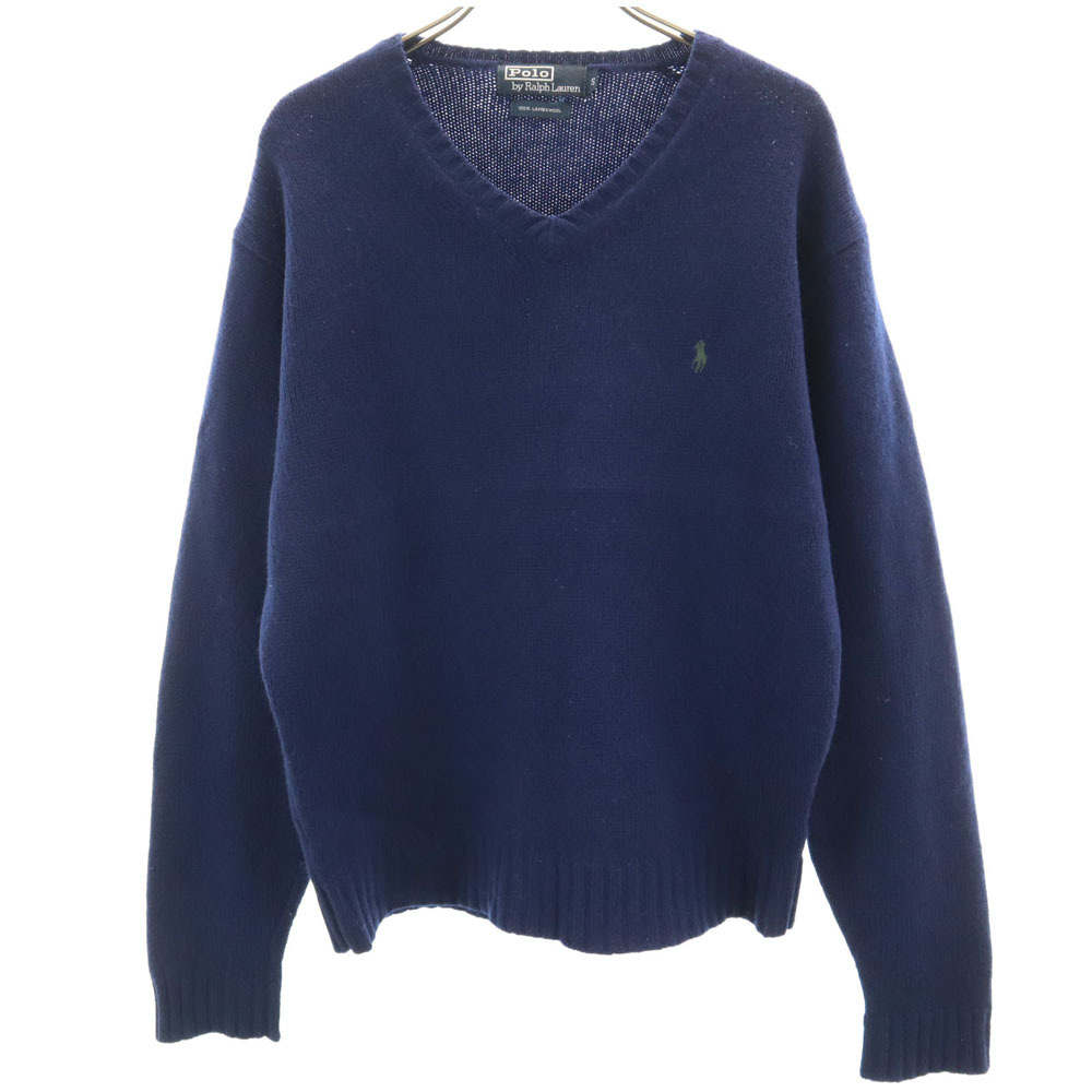 ポロバイラルフローレン 長袖 Vネック セーター S ネイビー Polo by Ralph Lauren ニット メンズ拍卖