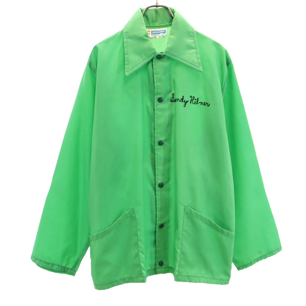 ホロウェイ 80s ヴィンテージ バックプリント コーチジャケット S 黄緑 Holloway メンズ拍卖