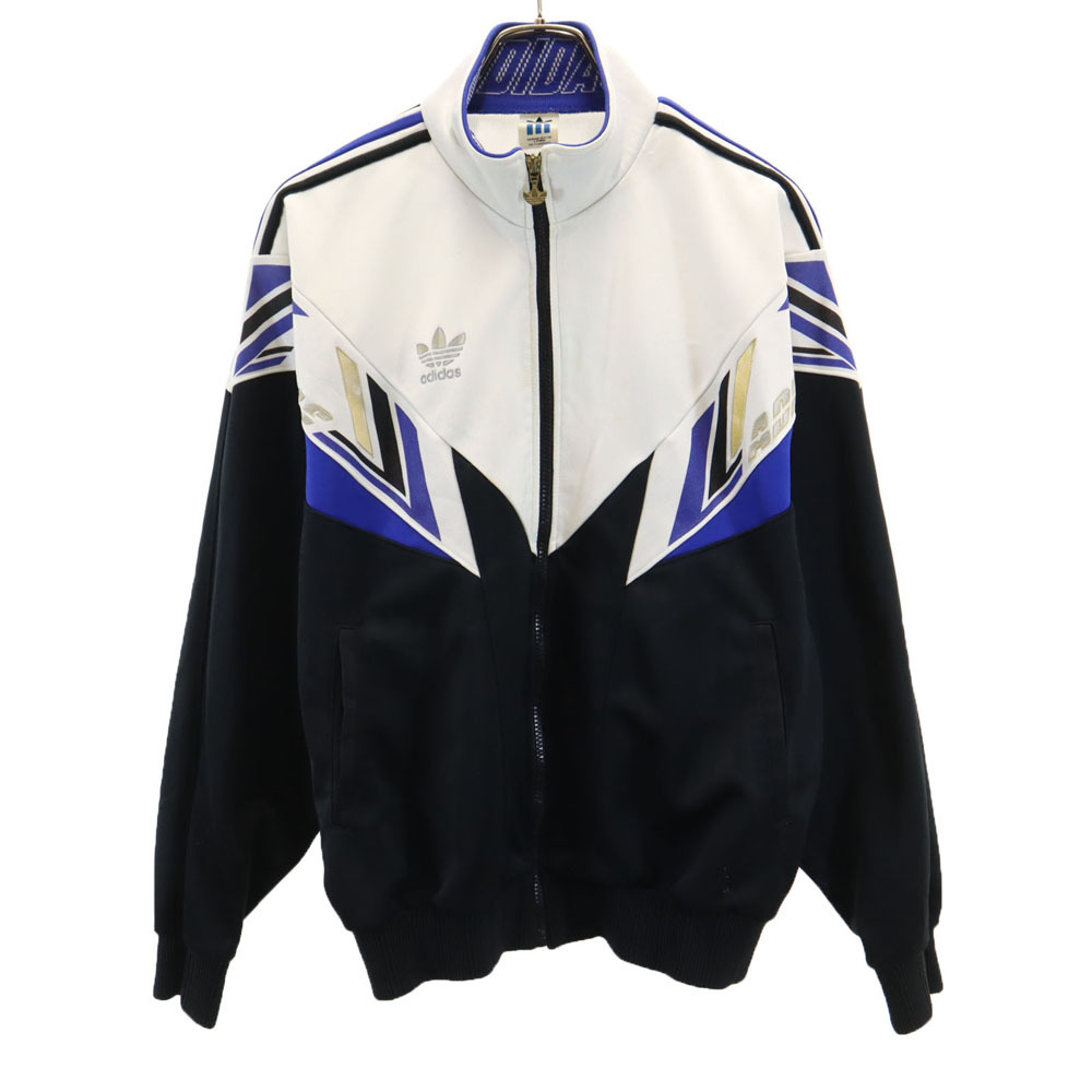 アディダス 80s デサント製 ヴィンテージ トレフォイルロゴ トラックジャケット X0 ブラック adidas メンズ拍卖