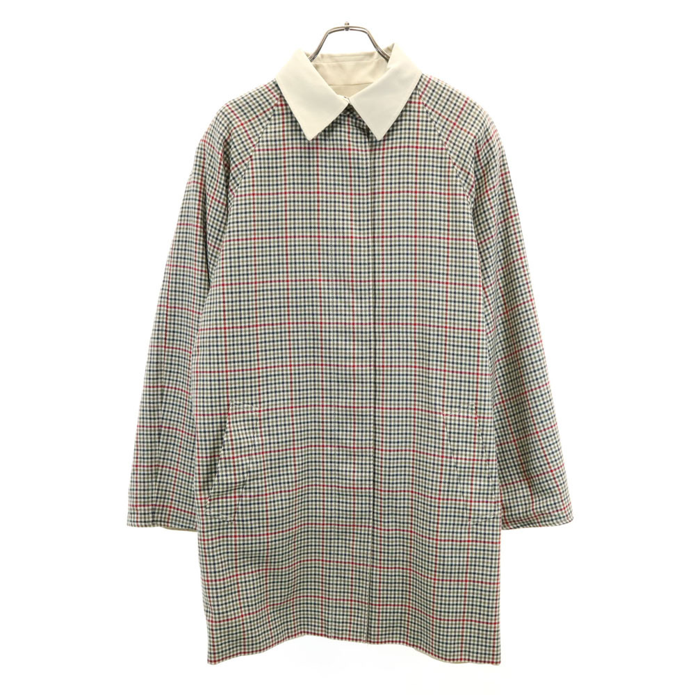 アクアスキュータム 70s イングランド製 ヴィンテージ チェック柄 リバーシブル ステンカラーコート 12 Aquascutum レディース拍卖