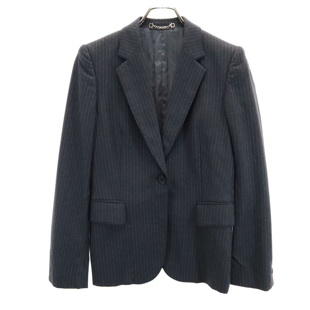 グッチ イタリア製 ピンストライプ テーラードジャケット 40 チャコールグレー GUCCI ブレザー レディース拍卖
