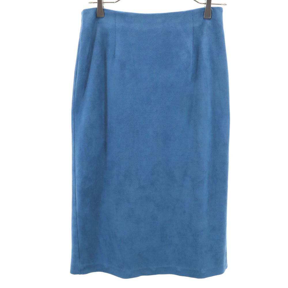 ケービーエフ ミディ丈 スエードライク タイトスカート 38 ブルー系 KBF URBAN RESEARCH バックジップ レディース拍卖