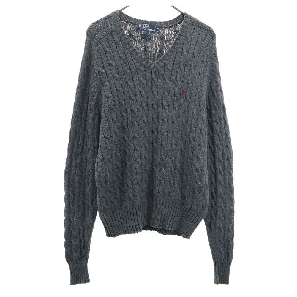 ポロバイラルフローレン 90s オールド 長袖 セーター M グレー Polo by Ralph Lauren ニット メンズ拍卖