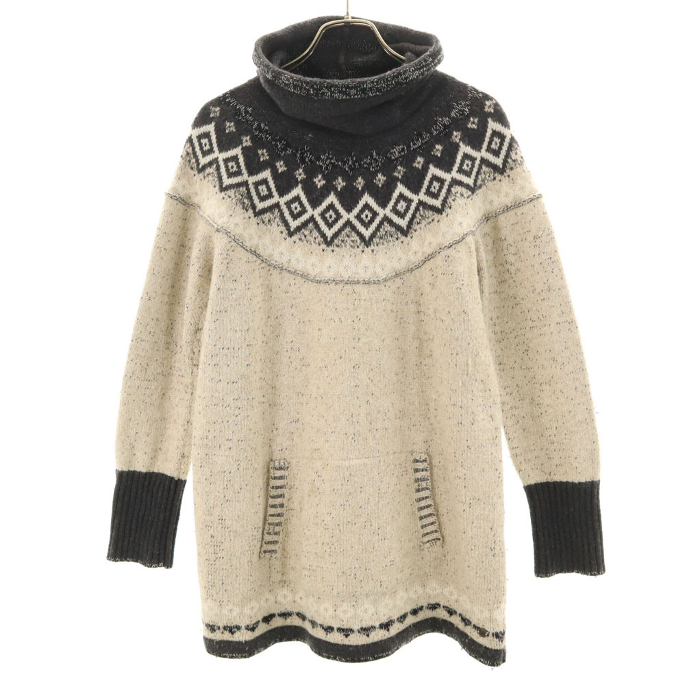 エディーバウアー ウールブレンド 総柄 長袖 セーター PM ベージュ系 Eddie Bauer ニット レディース拍卖