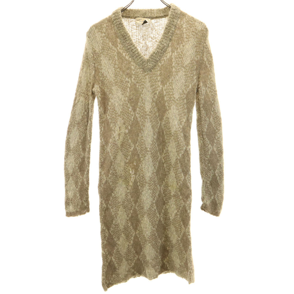 BOEPPLE SPORTSWEAR 60s ヴィンテージ ウールブレンド 長袖 ロング Vネック セーター ベージュ ニット レディース拍卖