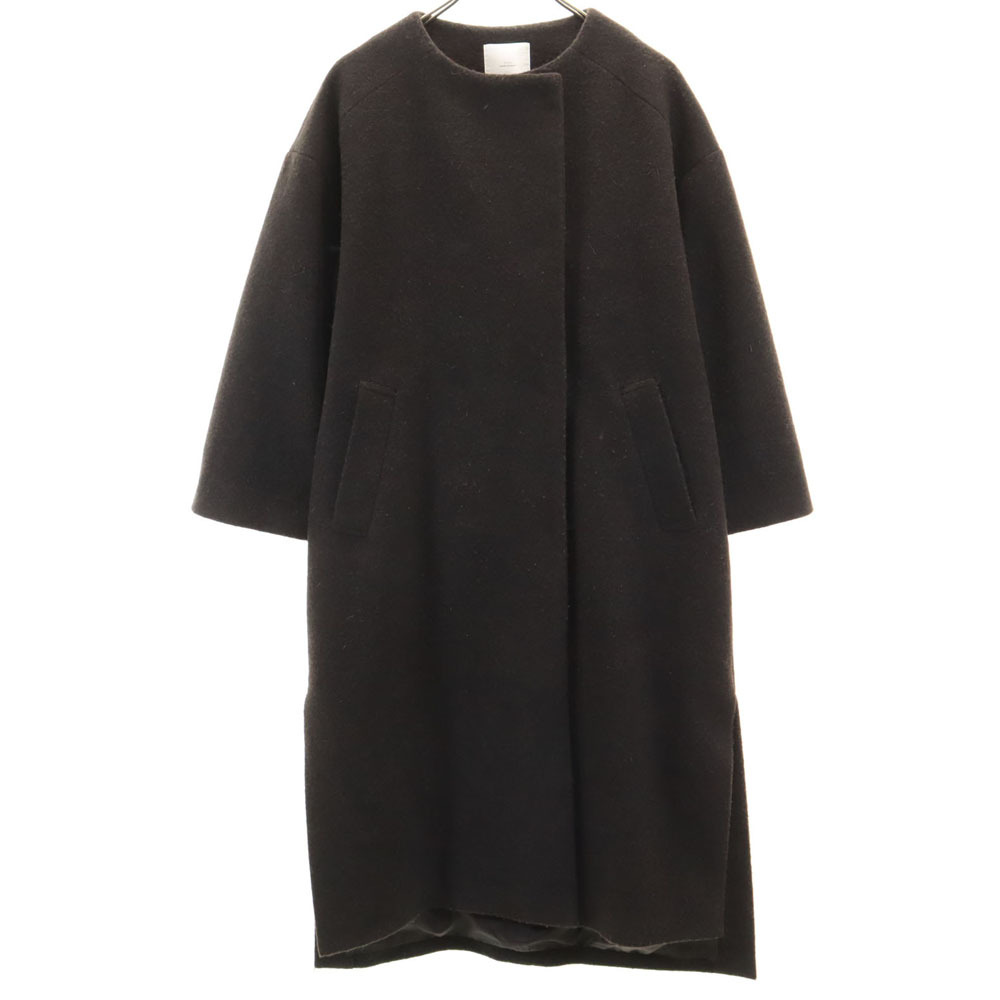 アイテムズ アーバンリサーチ ソフトメルトン ノーカラー ロングコート FREE ブラウン ITEMS URBAN RESEARCH レディース拍卖