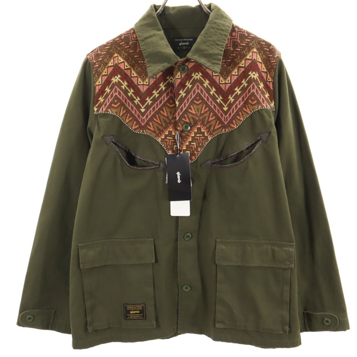 未使用 グラム 長袖 ペルシャフィールド ジャケット 2 カーキ glamb メンズ拍卖