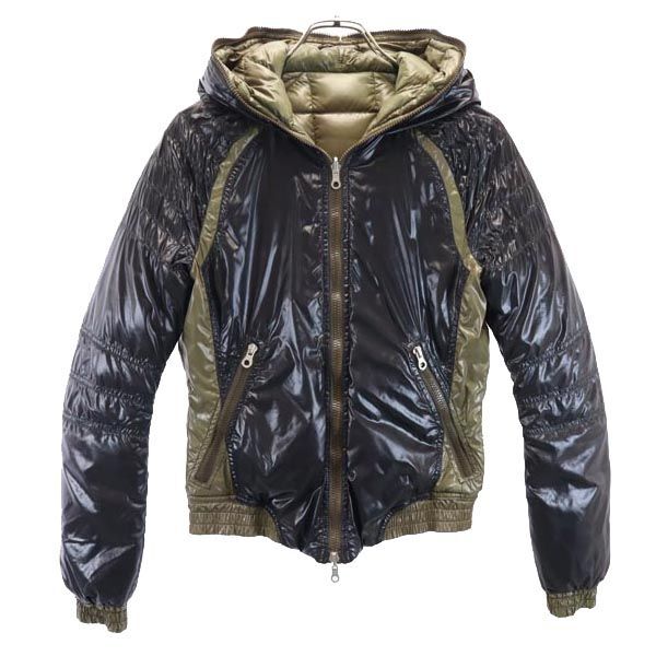 デュベティカ リバーシブル ダウンジャケット 40 ブラック/ブラウン系 DUVETICA フード レディース拍卖