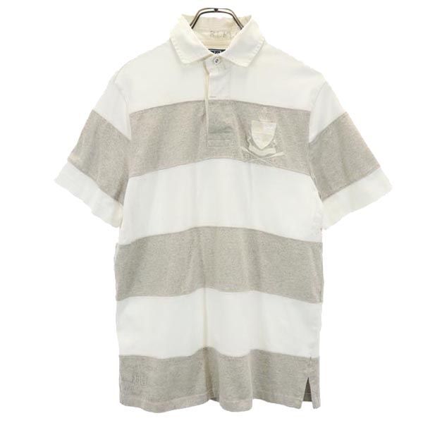 ポロバイラルフローレン ボーダー柄 半袖 ポロシャツ S ホワイト×グレー Polo by Ralph Lauren 23区 メンズ拍卖