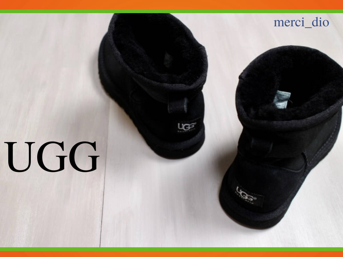UGG アグ Classic Mini 37 23 ブラック ムートンブーツ シープスキン ミニ オールブラック クリーニング済 ドゥーズィエムクラス シップス拍卖